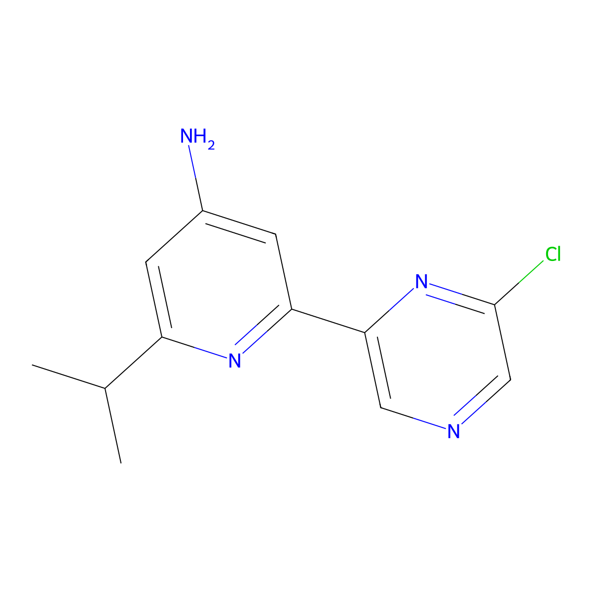 6-Chloro-2-[4'-amino-6'-(iso-propyl)-2'-pyridyl]pyrazine molecular structure, CAS 1185314-25-3