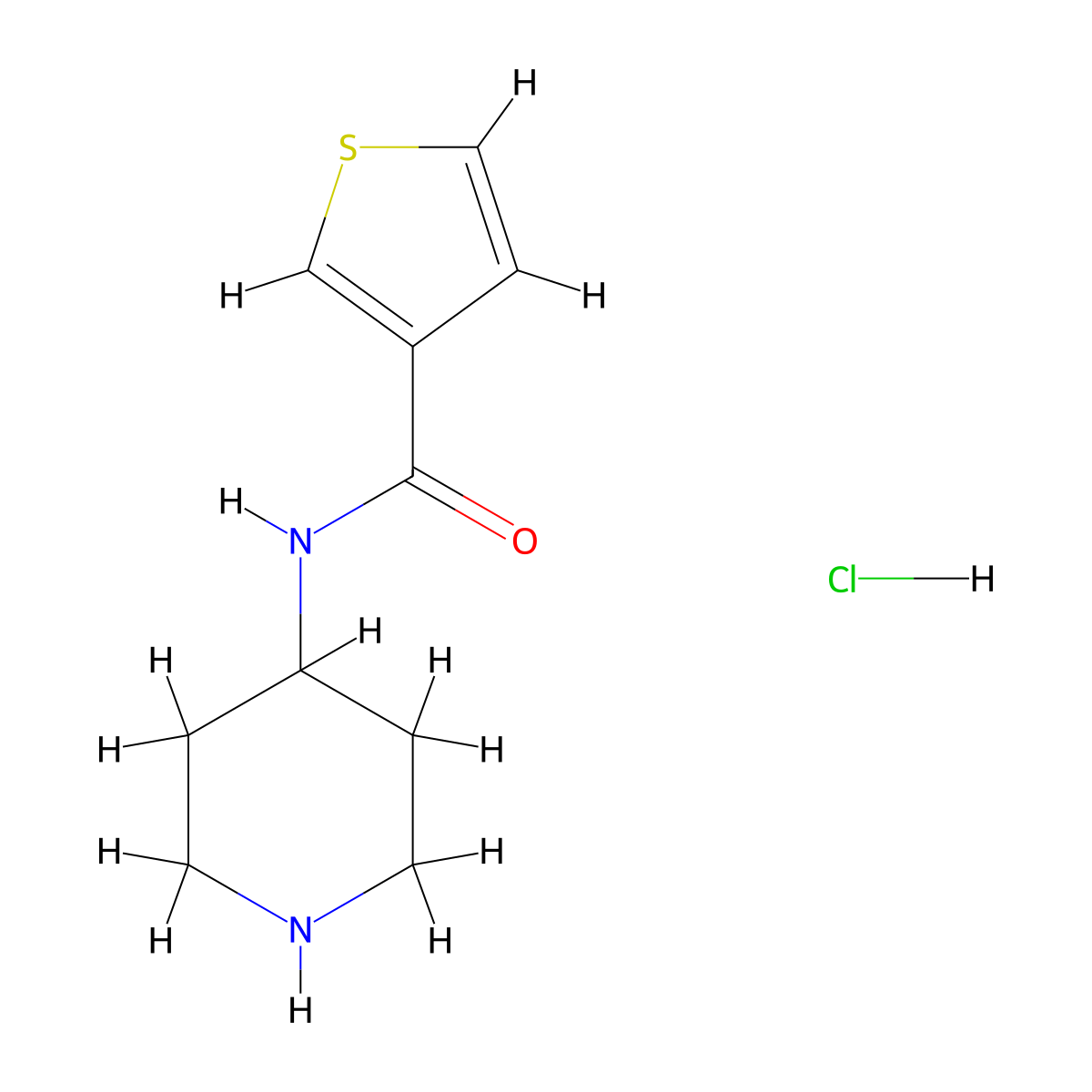 N-(piperidin-4-yl)thiophene-3-carboxamide hydrochloride molecular structure, CAS 1185314-33-3