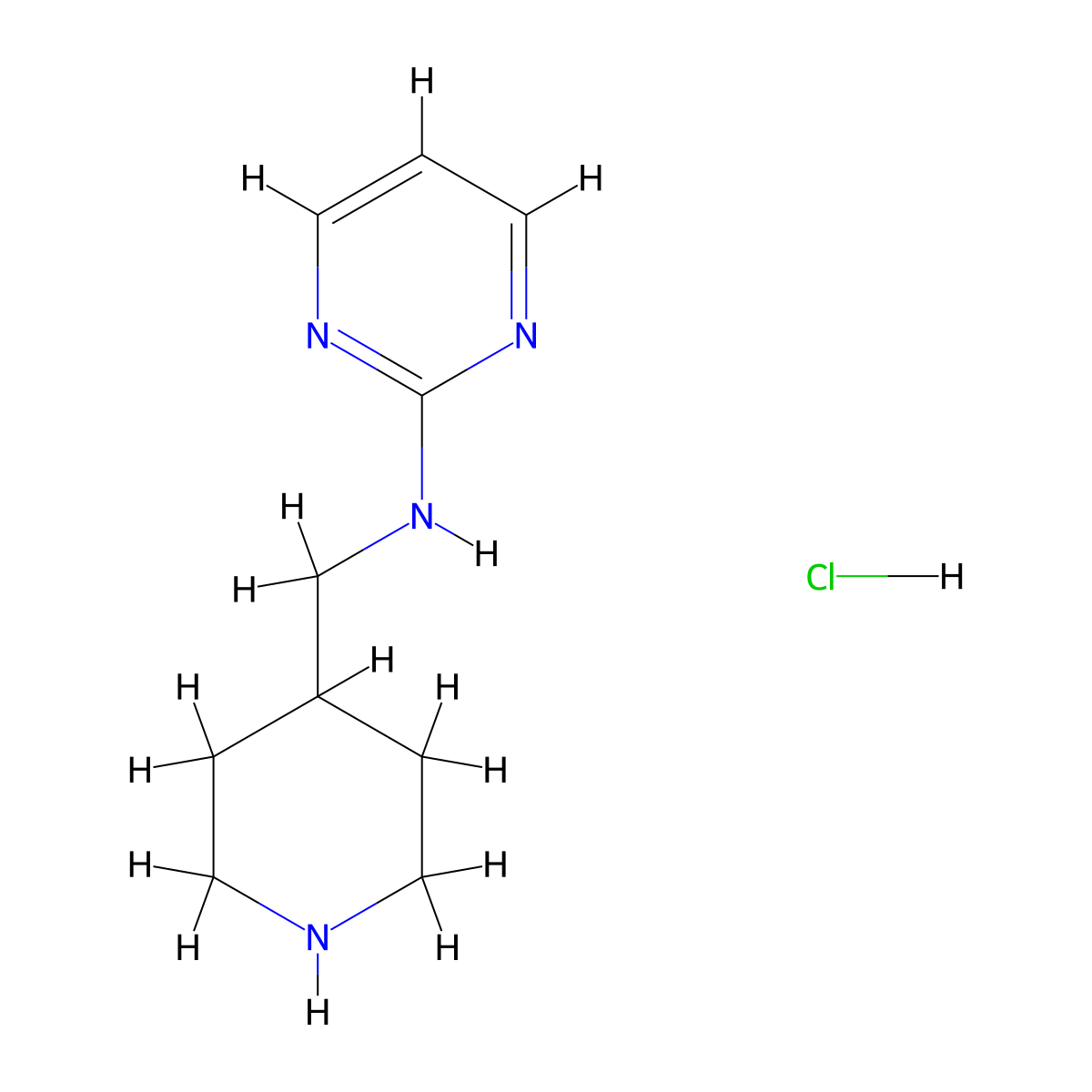 Piperidin-4-ylmethyl-pyrimidin-2-yl-amine hydrochloride molecular structure, CAS 1185314-62-8