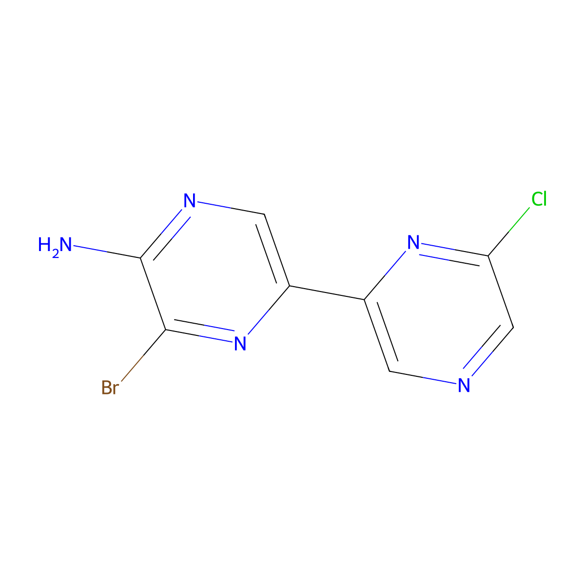 6-Bromo-5-amino-6'-chloro-2,2'-bipyrazine molecular structure, CAS 1185314-96-8