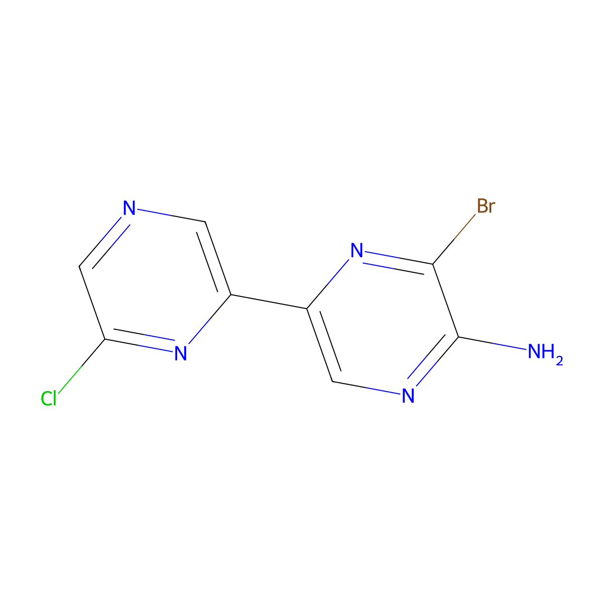 6-Bromo-5-amino-6'-chloro-2,2'-bipyrazine molecular structure, CAS 1185314-96-8