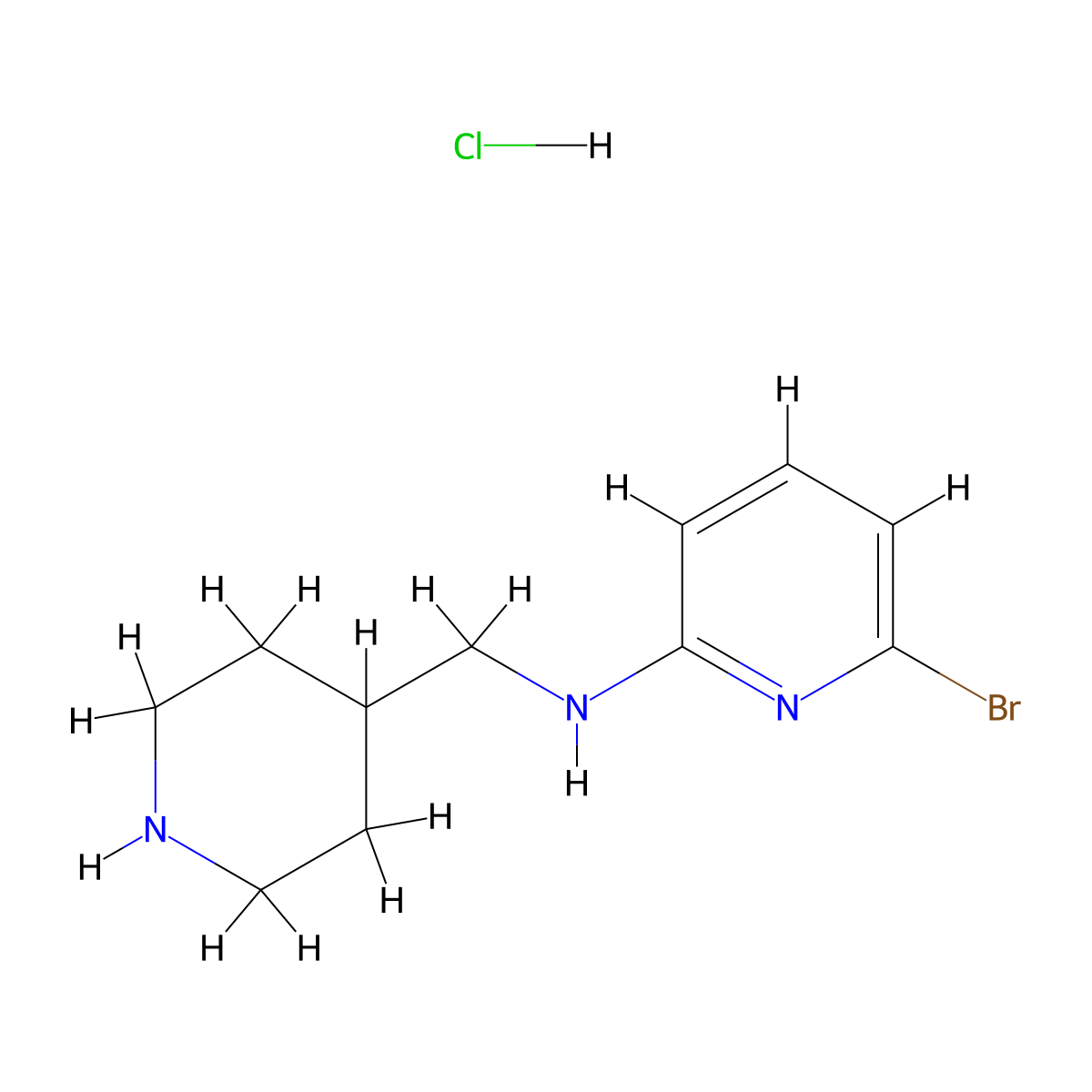 (6-Bromo-pyridin-2-yl)-piperidin-4-ylmethyl-amine hydrochloride molecular structure, CAS 1185315-42-7