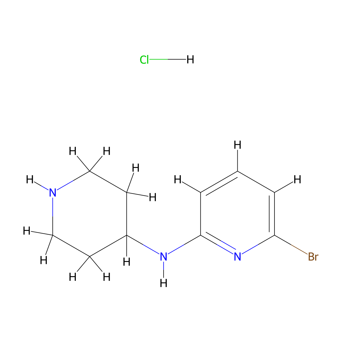 (6-Bromo-pyridin-2-yl)-piperidin-4-yl-amine hydrochloride molecular structure, CAS 1185315-52-9