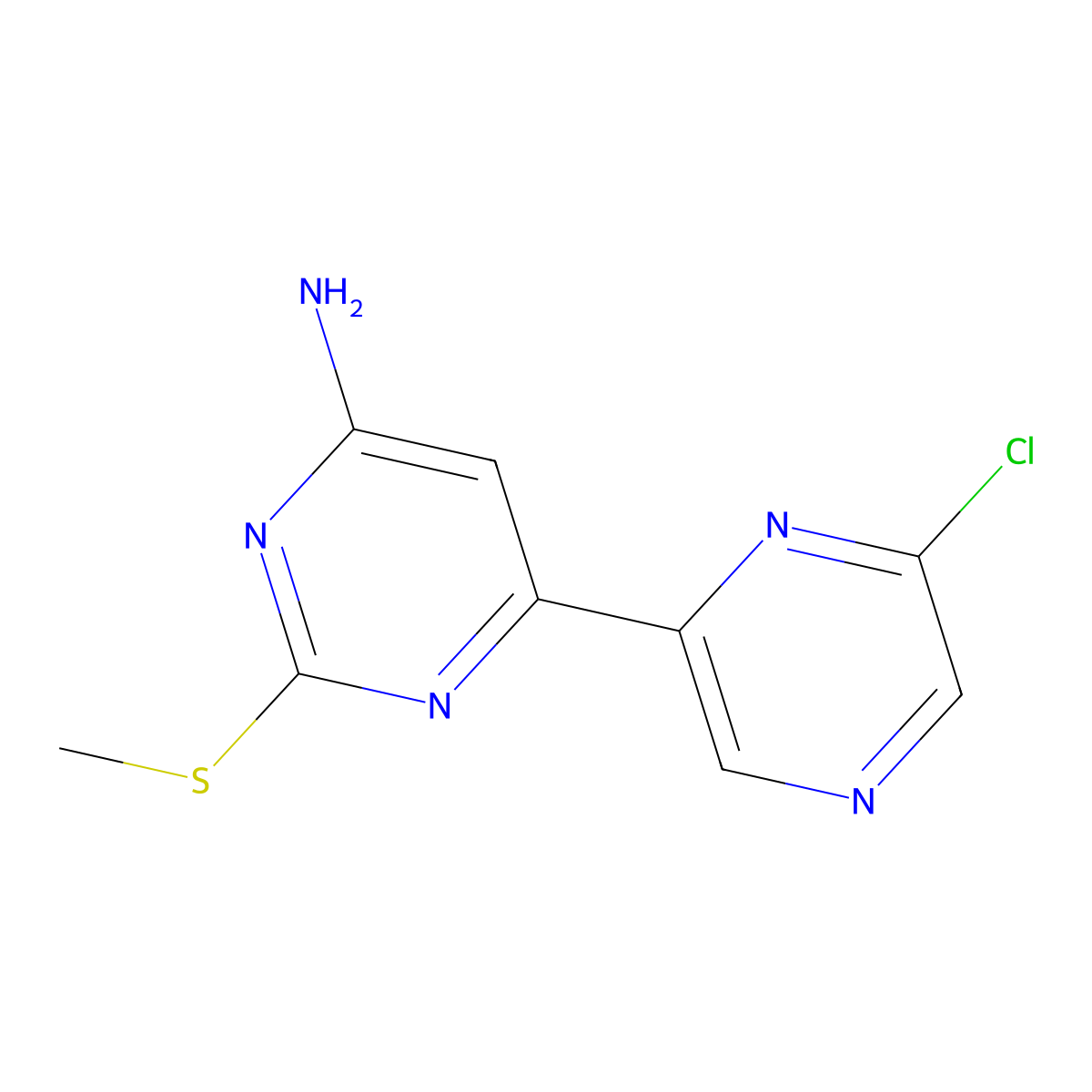 6-Amino-2-methylthio-4-(6'-chloro-2'-pyrazinyl)pyrimidine molecular structure, CAS 1185315-53-0