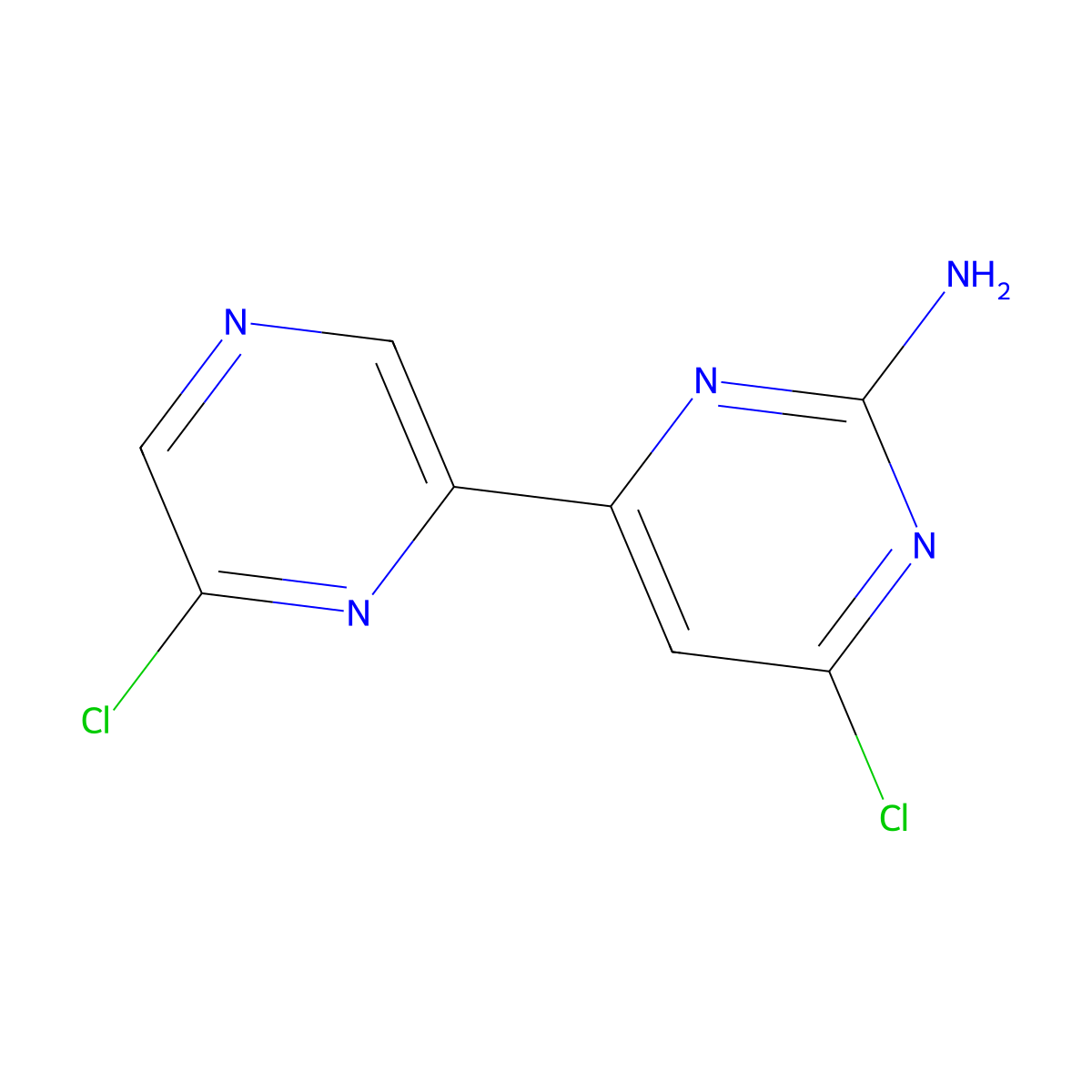 6,6'-Dichloro-2-amino-4-(2'-pyrazinyl)pyrimidine molecular structure, CAS 1185315-57-4
