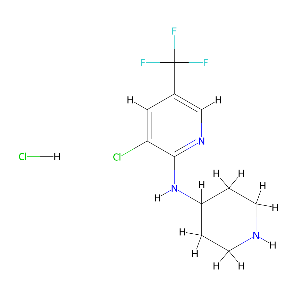 3-Chloro-N-(piperidin-4-yl)-5-(trifluoromethyl)pyridin-2-amine hydrochloride molecular structure, CAS 1185315-66-5