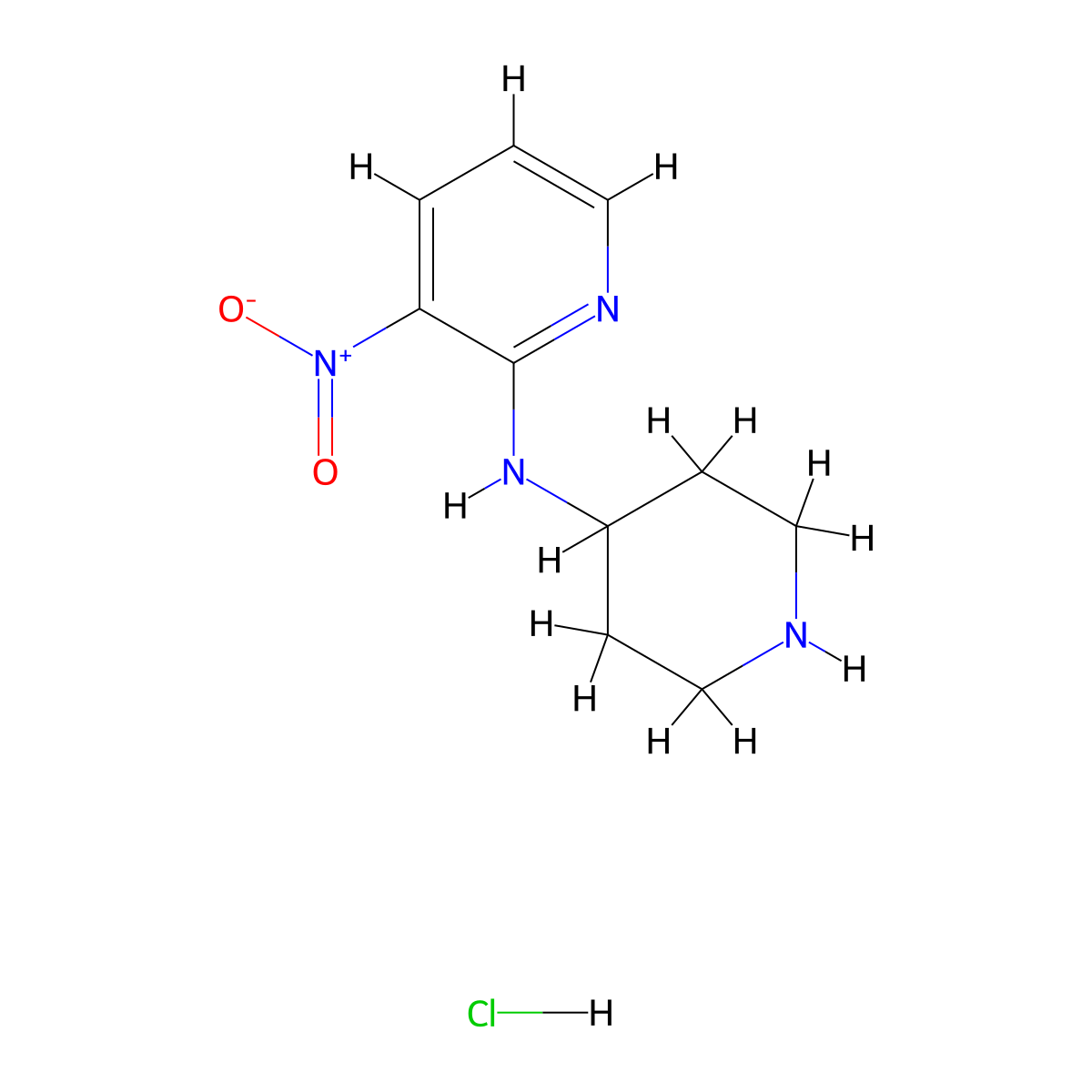3-Nitro-N-(piperidin-4-yl)pyridin-2-amine hydrochloride molecular structure, CAS 1185316-09-9
