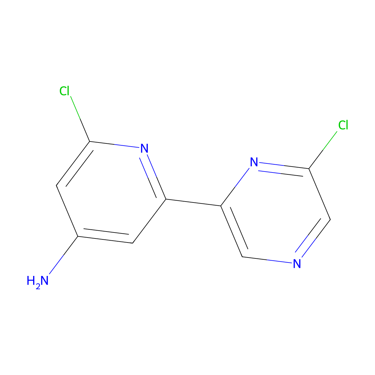 6,6'-Dichloro-4-amino-2-(2'-pyrazinyl)pyridine molecular structure, CAS 1185316-17-9