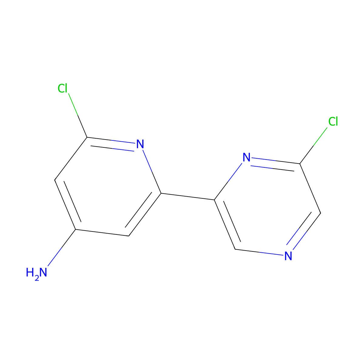 6,6'-Dichloro-4-amino-2-(2'-pyrazinyl)pyridine molecular structure, CAS 1185316-17-9