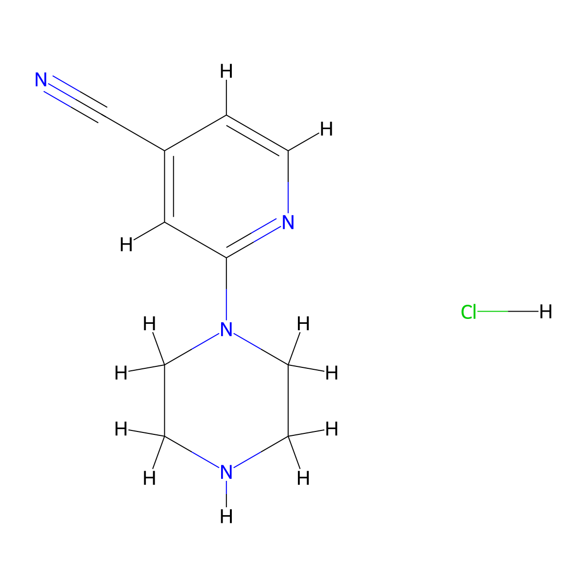 2-Piperazin-1-yl-isonicotinonitrile hydrochloride molecular structure, CAS 1185316-24-8