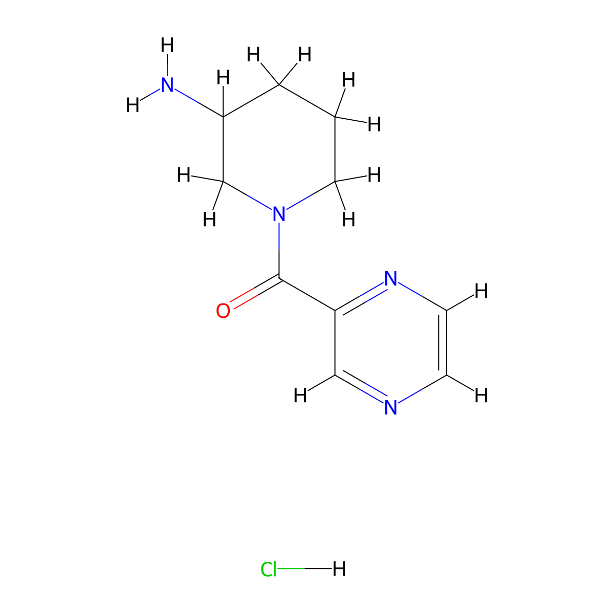 (3-Amino-piperidin-1-yl)-pyrazin-2-yl-methanone hydrochloride molecular structure, CAS 1185316-35-1