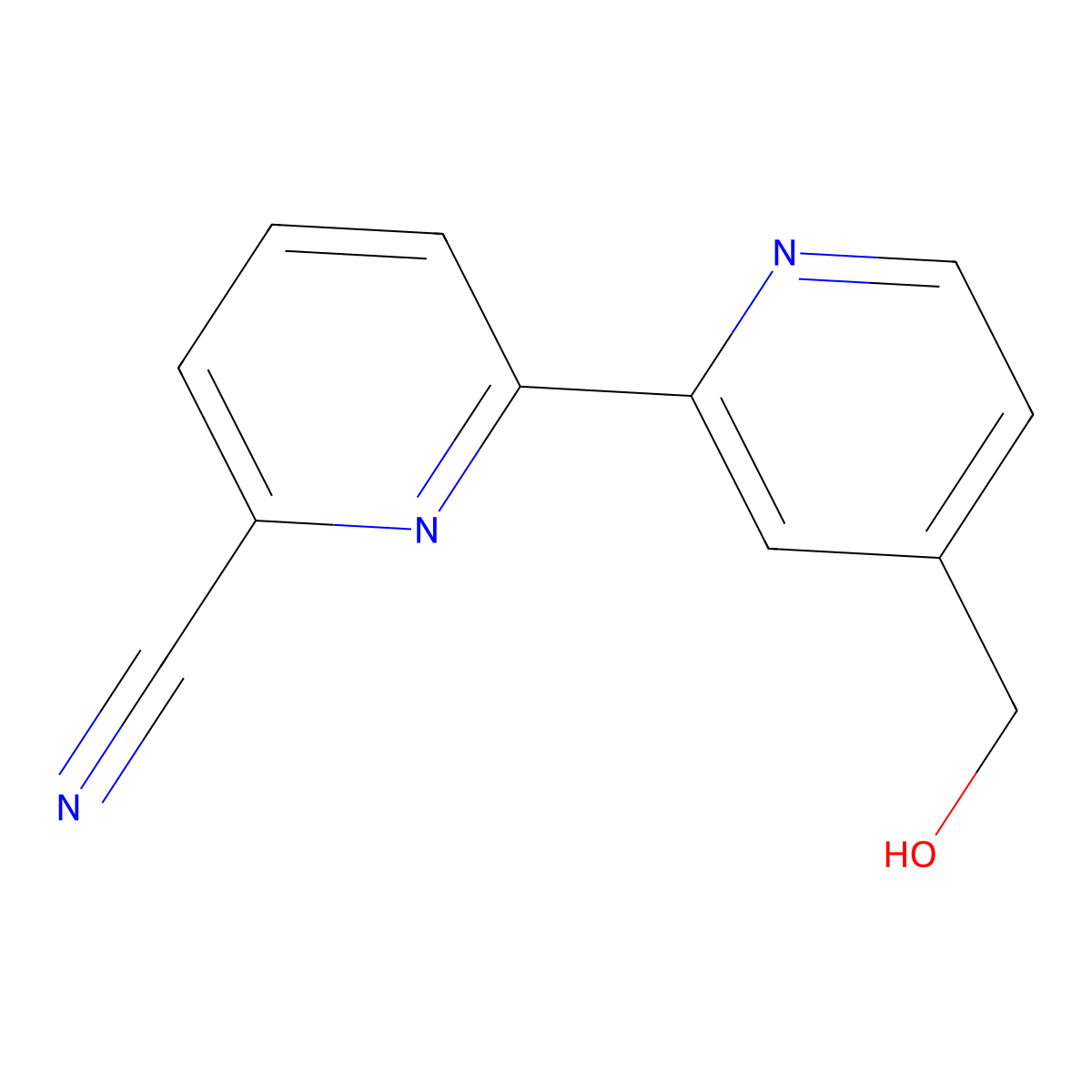 4-Hydroxymethyl-6'-cyano-2,2'-bipyridine molecular structure, CAS 1185316-65-7