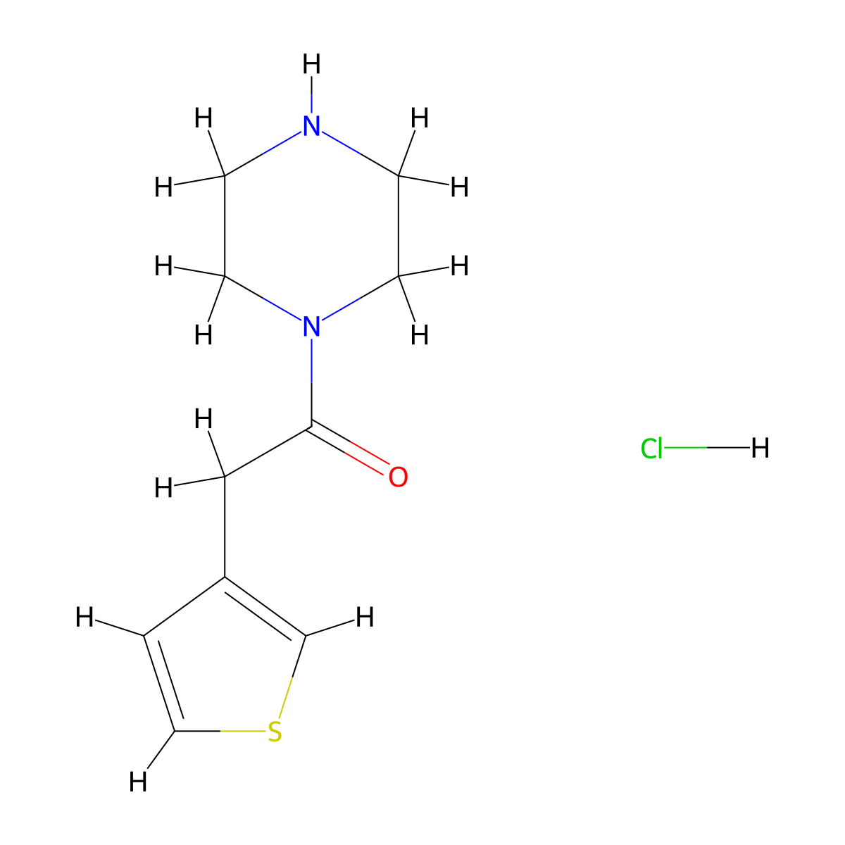 1-Piperazin-1-yl-2-thiophen-3-yl-ethanone hydrochloride molecular structure, CAS 1185316-81-7