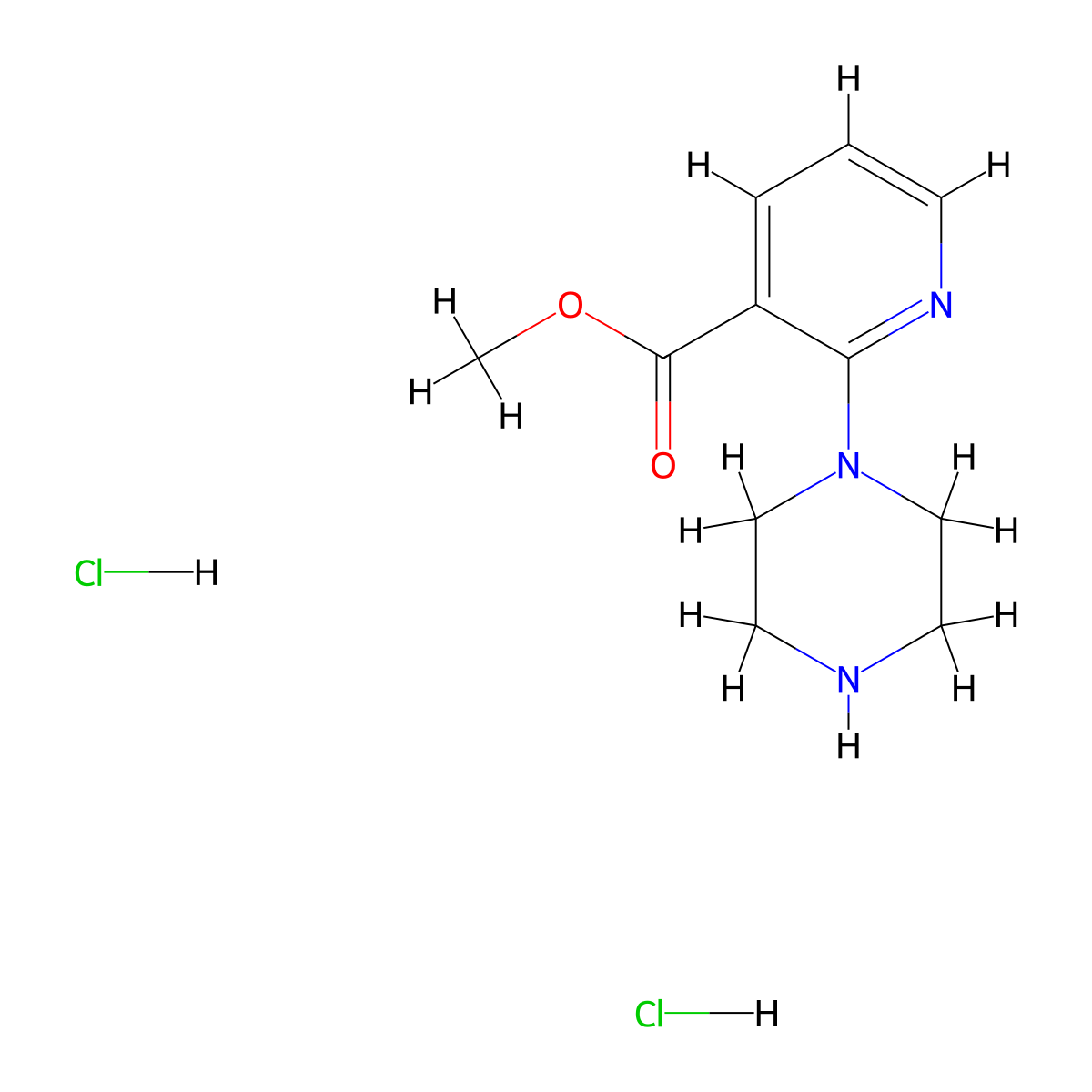 Methyl 2-(piperazin-1-yl)nicotinate dihydrochloride molecular structure, CAS 1185317-00-3