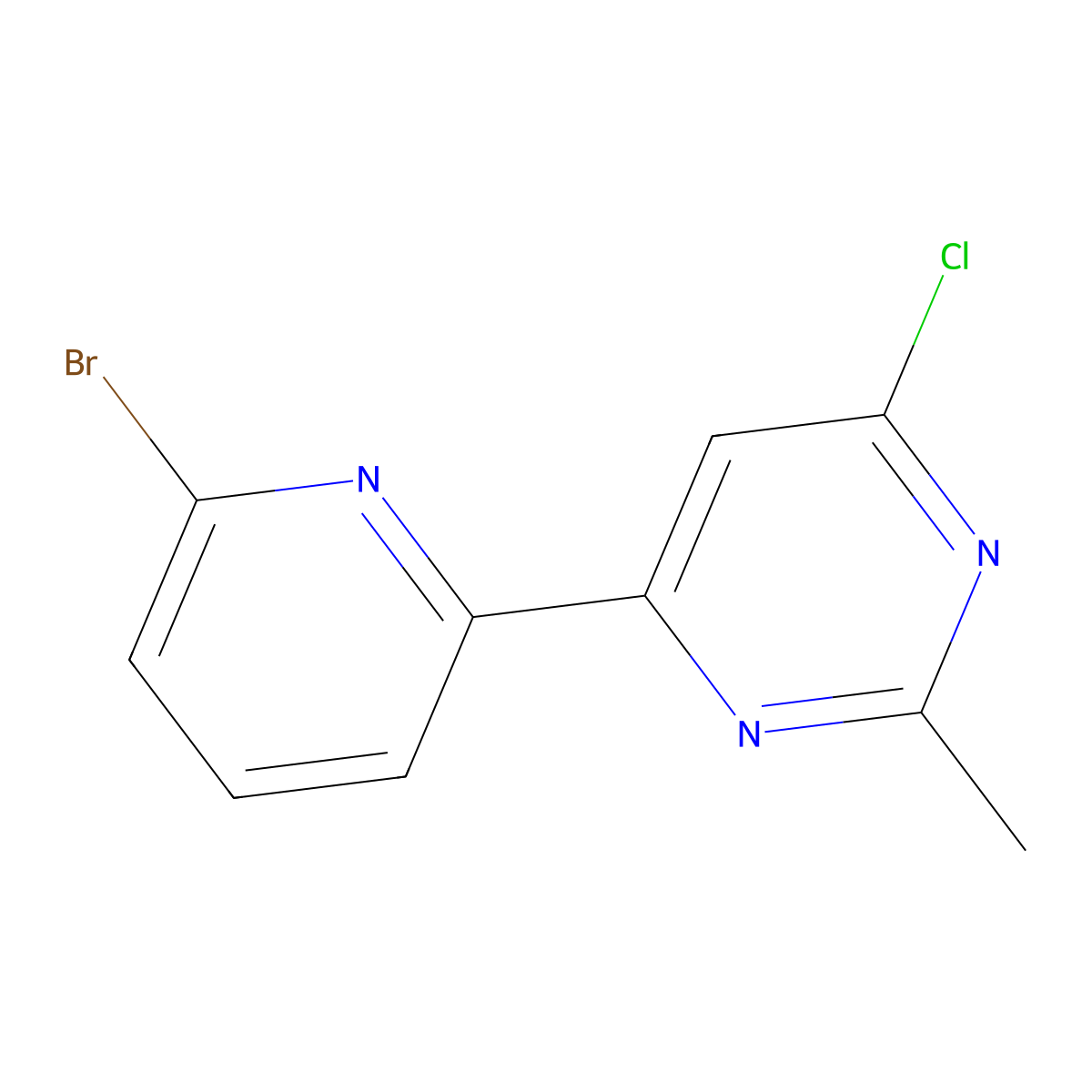 4-Chloro-2-methyl-6-(6'-bromo-2'-pyridyl)pyrimidine molecular structure, CAS 1185317-24-1