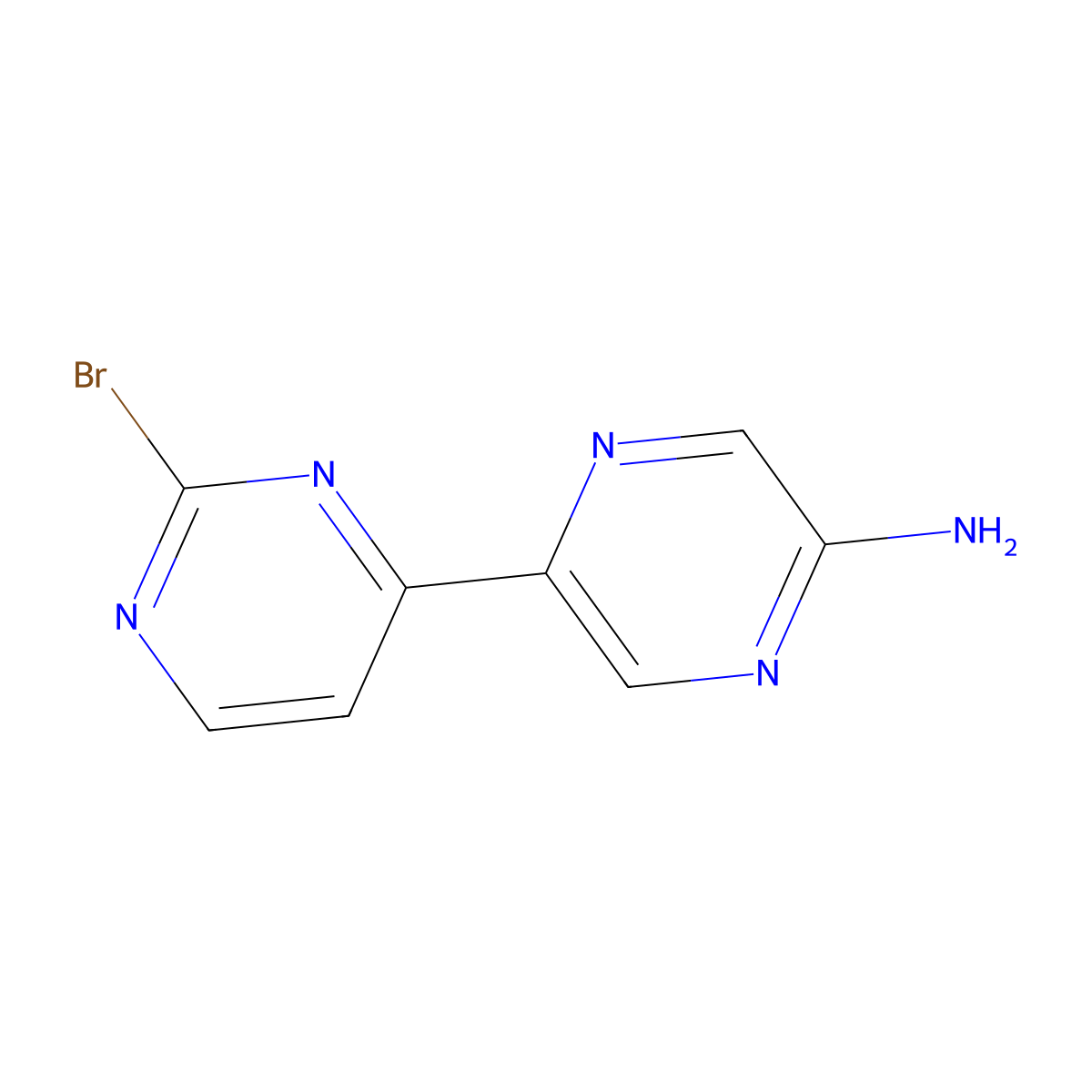 5-Amino-2-(2'-bromo-4'-pyrimidinyl)pyrazine molecular structure, CAS 1185317-28-5