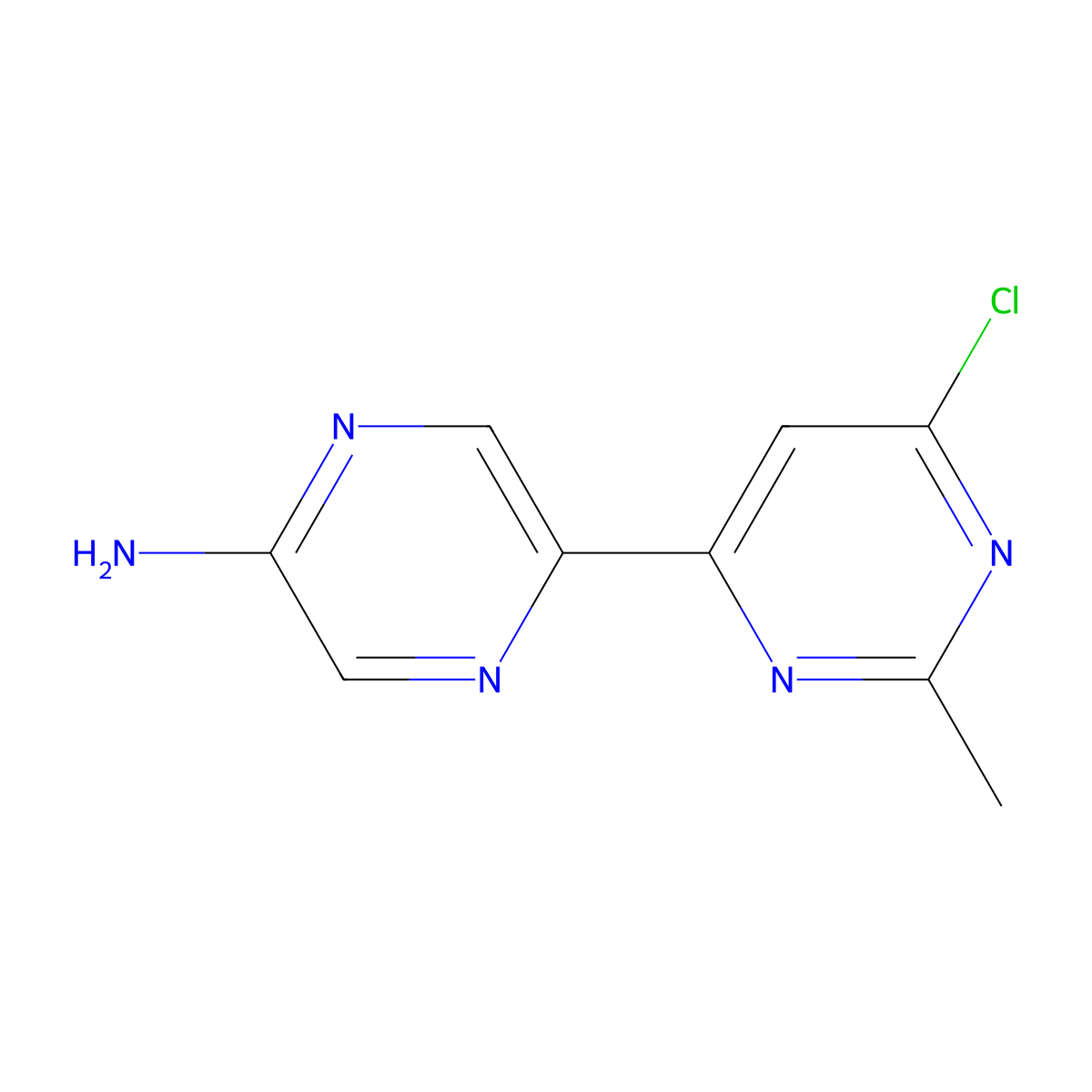 4-Chloro-2-methyl-6-(5'-amino-2'-pyrazinyl)pyrimidine molecular structure, CAS 1185317-32-1