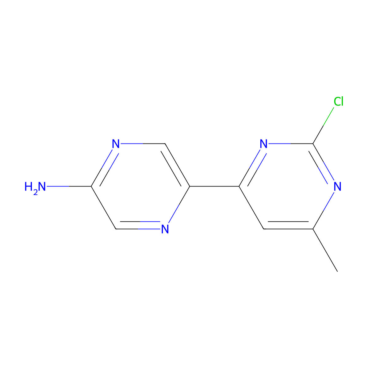 2-Chloro-4-methyl-6-(5'-amino-2'-pyrazinyl)pyrimidine molecular structure, CAS 1185317-39-8