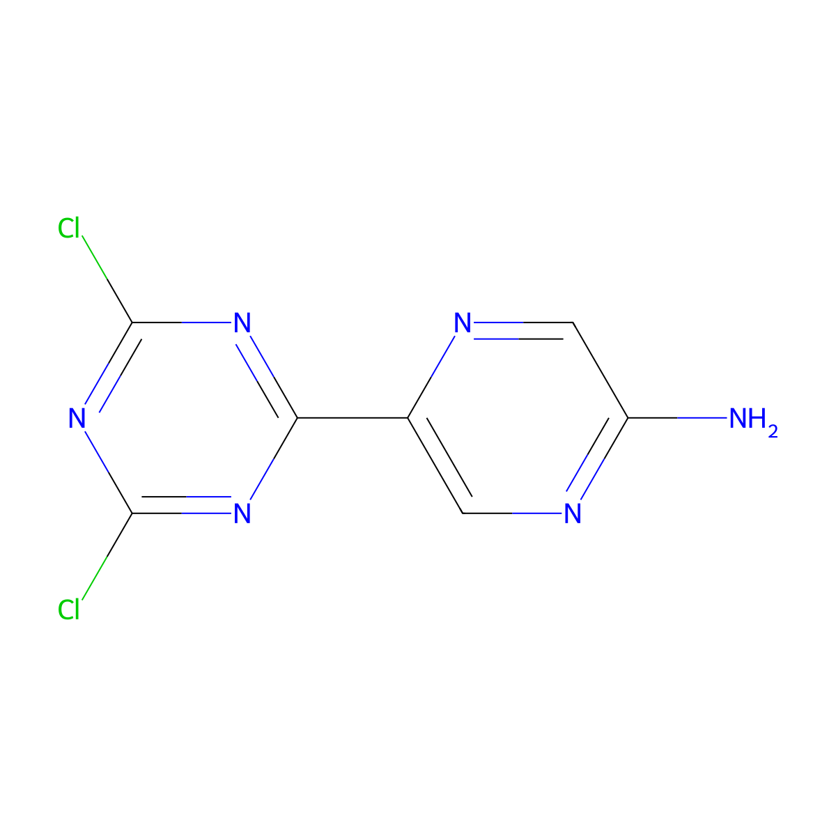 5-Amino-2-(2',4'-dichloro-6'-triazinyl)pyrazine molecular structure, CAS 1185317-61-6