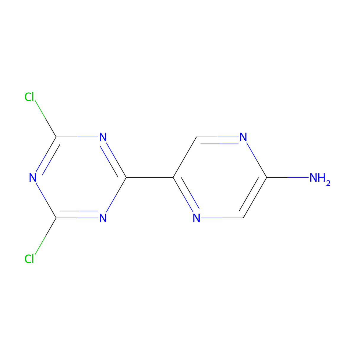 5-Amino-2-(2',4'-dichloro-6'-triazinyl)pyrazine molecular structure, CAS 1185317-61-6
