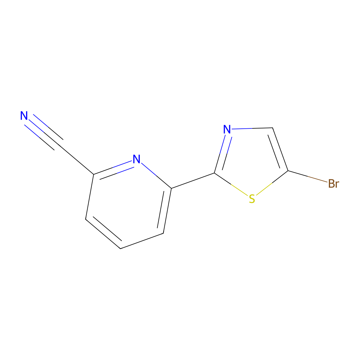 5-Bromo-2-(6'-cyano-2'-pyridyl)thiazole molecular structure, CAS 1185317-81-0