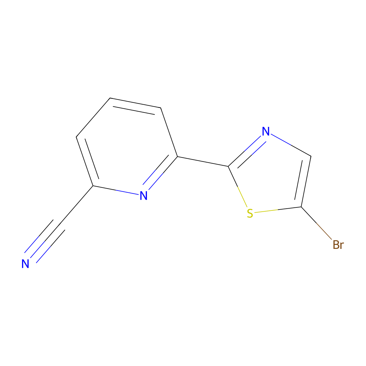 5-Bromo-2-(6'-cyano-2'-pyridyl)thiazole molecular structure, CAS 1185317-81-0