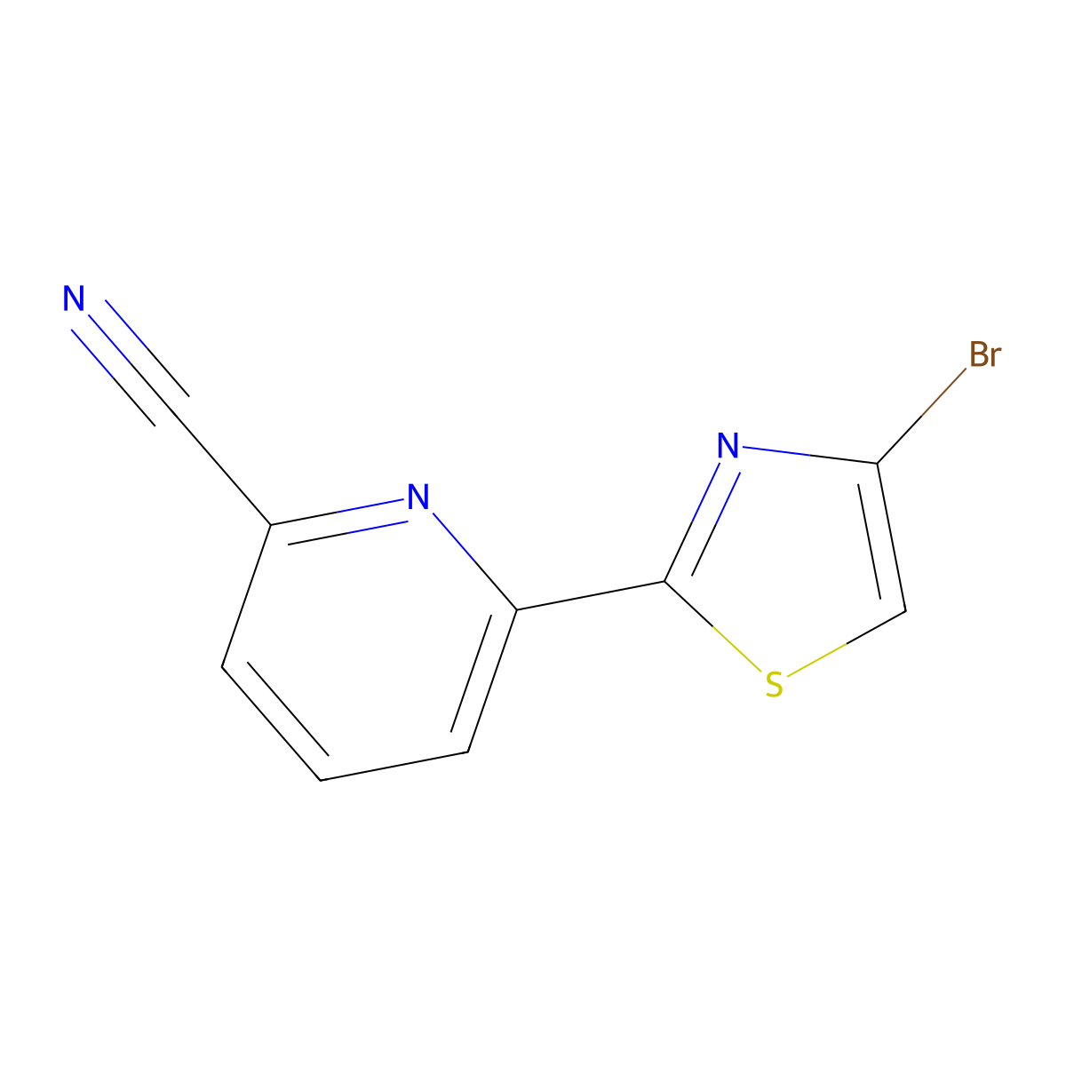 4-Bromo-2-(6'-cyano-2'-pyridyl)thiazole molecular structure, CAS 1185317-84-3