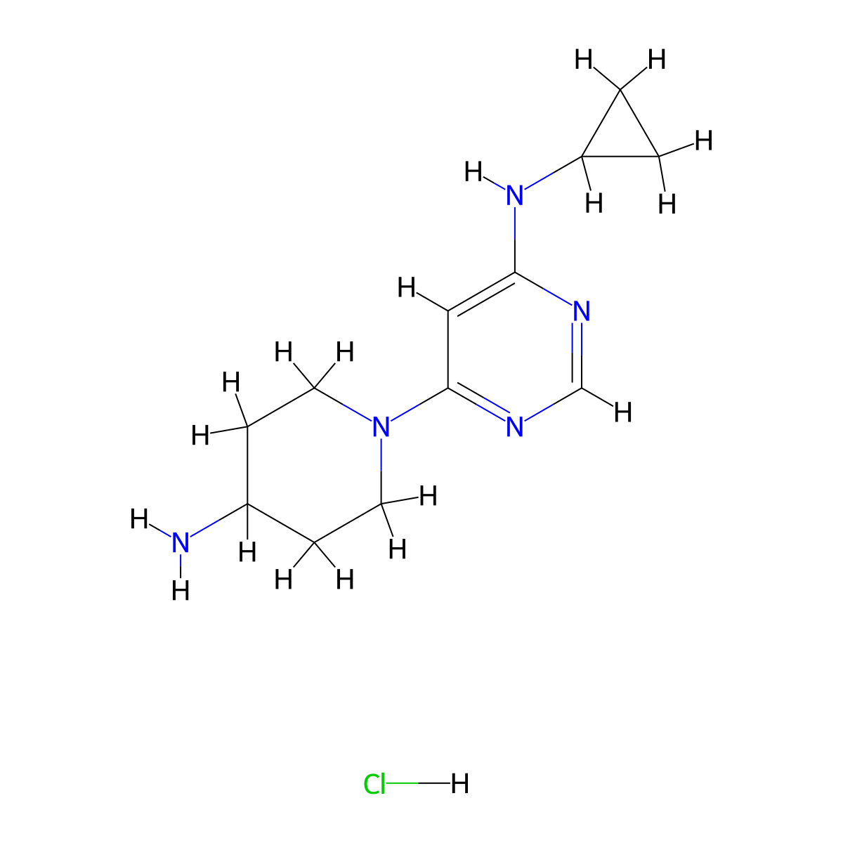 6-(4-Aminopiperidin-1-yl)-N-cyclopropylpyrimidin-4-amine hydrochloride molecular structure, CAS 1185317-86-5