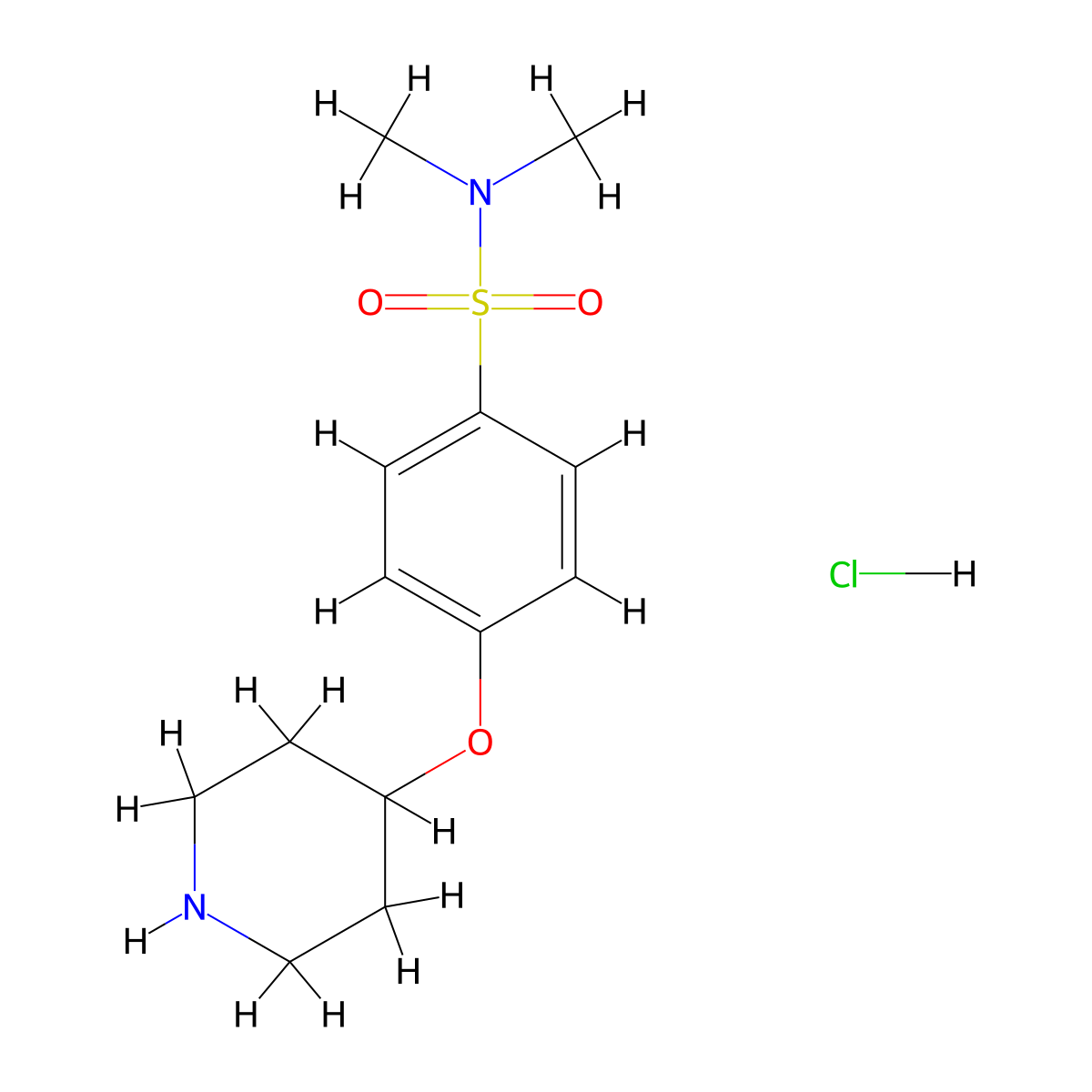 N,N-dimethyl-4-(piperidin-4-yloxy)benzenesulfonamide hydrochloride molecular structure, CAS 1185317-97-8