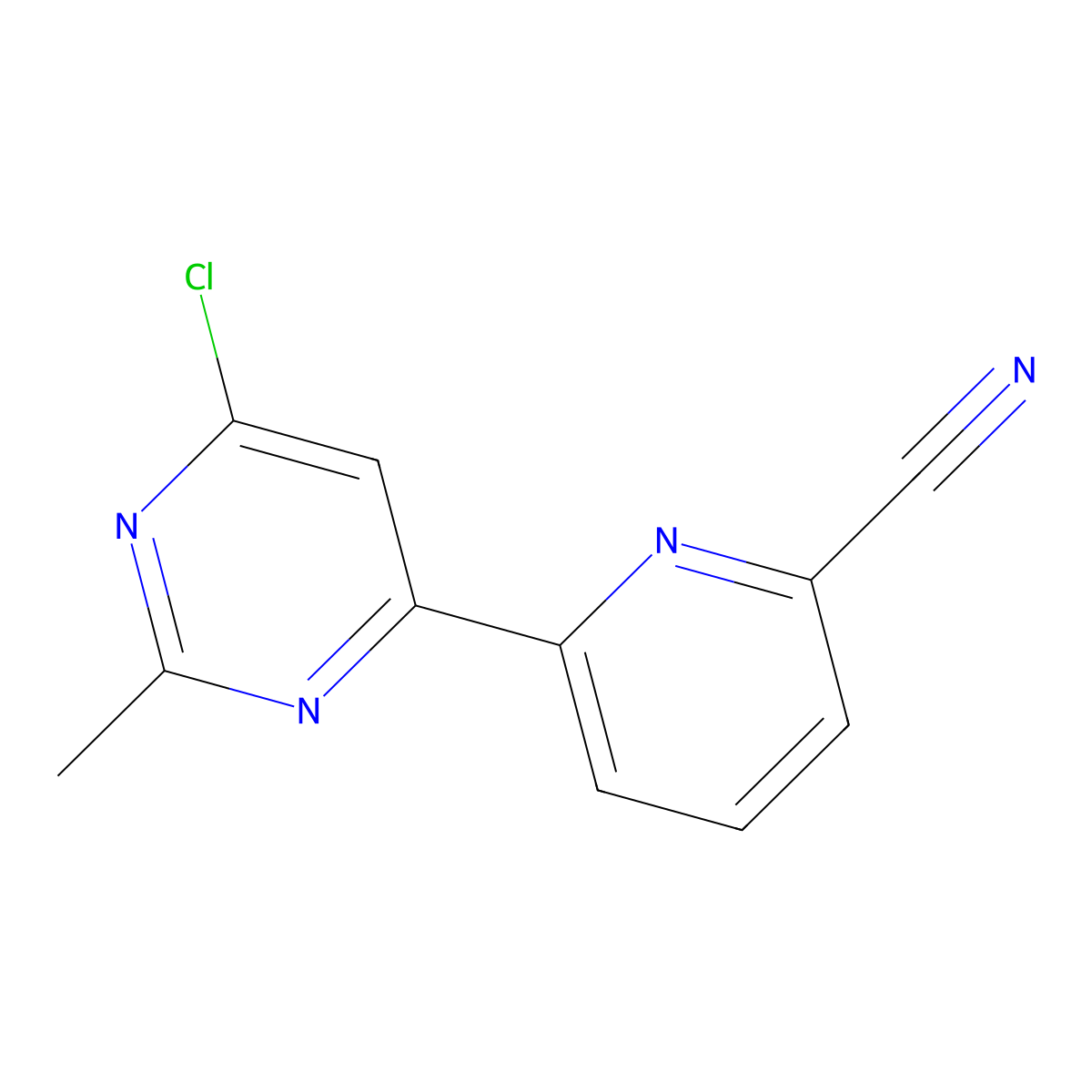 4-Chloro-2-methyl-6-(6'-cyano-2'-pyridyl)pyrimidine molecular structure, CAS 1185318-03-9