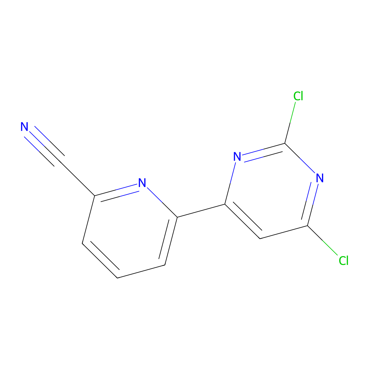 2,4-Dichloro-6-(6'-cyano-2'-pyridyl)pyrimidine molecular structure, CAS 1185318-09-5