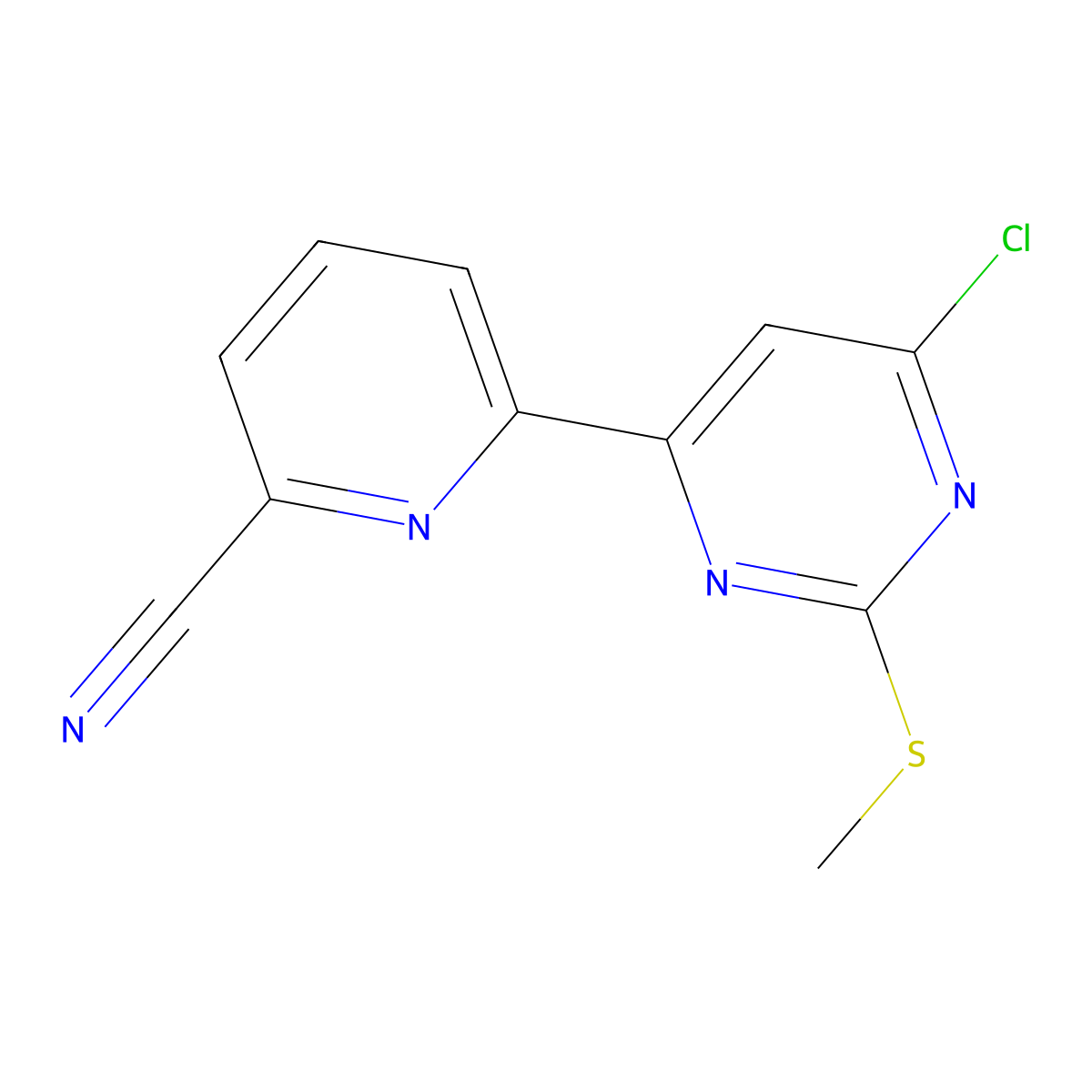 4-Chloro-2-methylthio-6-(6'-cyano-2'-pyridyl)pyrimidine molecular structure, CAS 1185318-10-8