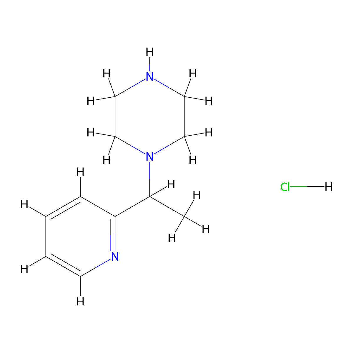 1-(1-(Pyridin-2-yl)ethyl)piperazine hydrochloride molecular structure, CAS 1185318-11-9