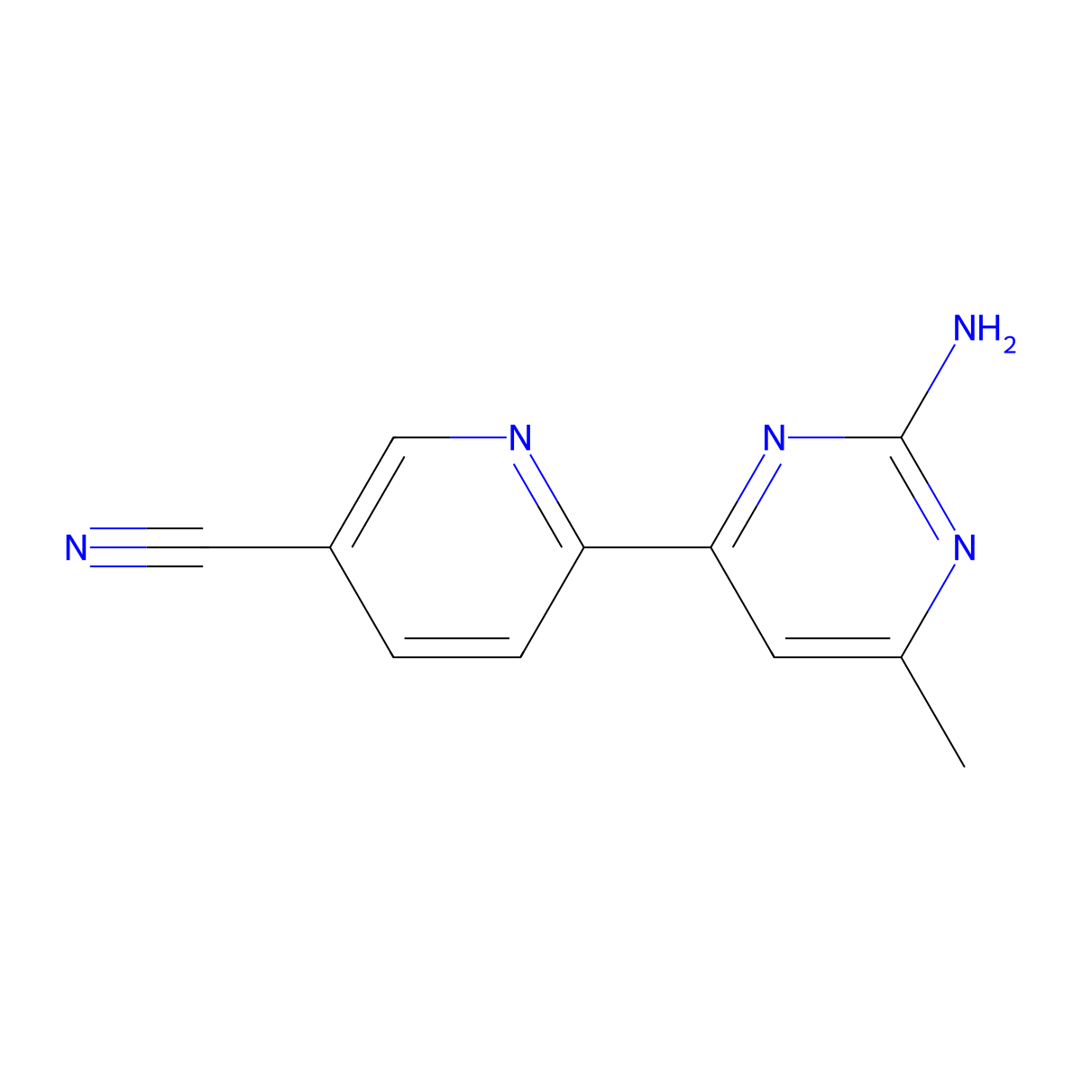 2-Amino-6-methyl-4-(5'-cyano-2'-pyridyl)pyrimidine molecular structure, CAS 1185318-31-3