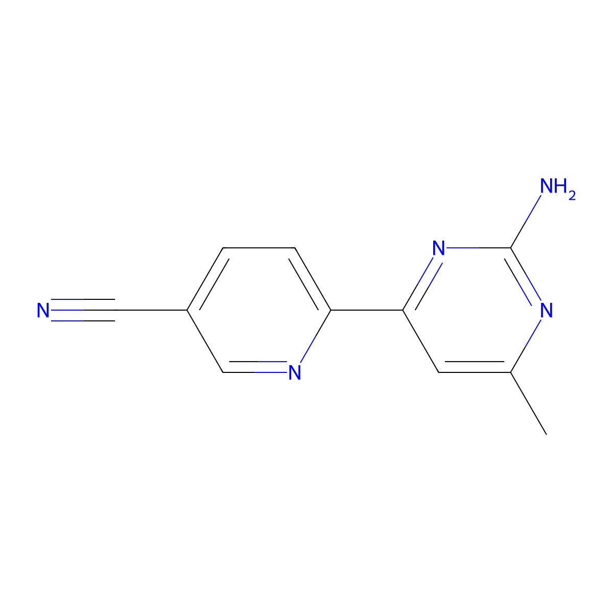 2-Amino-6-methyl-4-(5'-cyano-2'-pyridyl)pyrimidine molecular structure, CAS 1185318-31-3