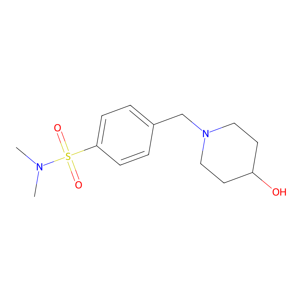 4-((4-hydroxypiperidin-1-yl)methyl)-N,N-dimethylbenzenesulfonamide molecular structure, CAS 1185318-35-7