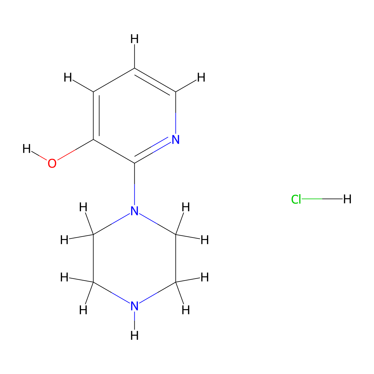 2-Piperazin-1-yl-pyridin-3-ol hydrochloride molecular structure, CAS 1185318-39-1