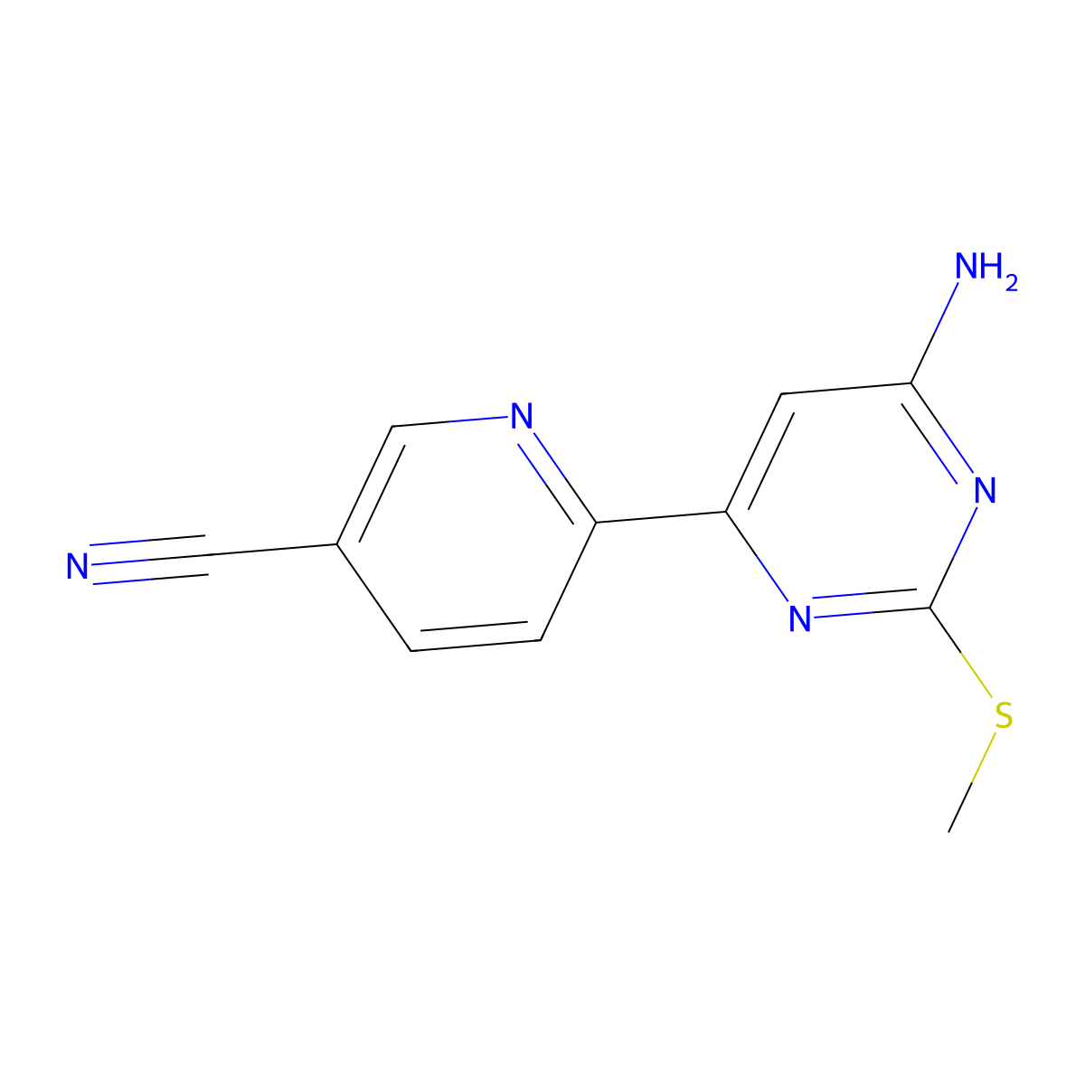 6-Amino-2-methylthio-4-(5'-cyano-2'-pyridyl)pyrimidine molecular structure, CAS 1185318-48-2