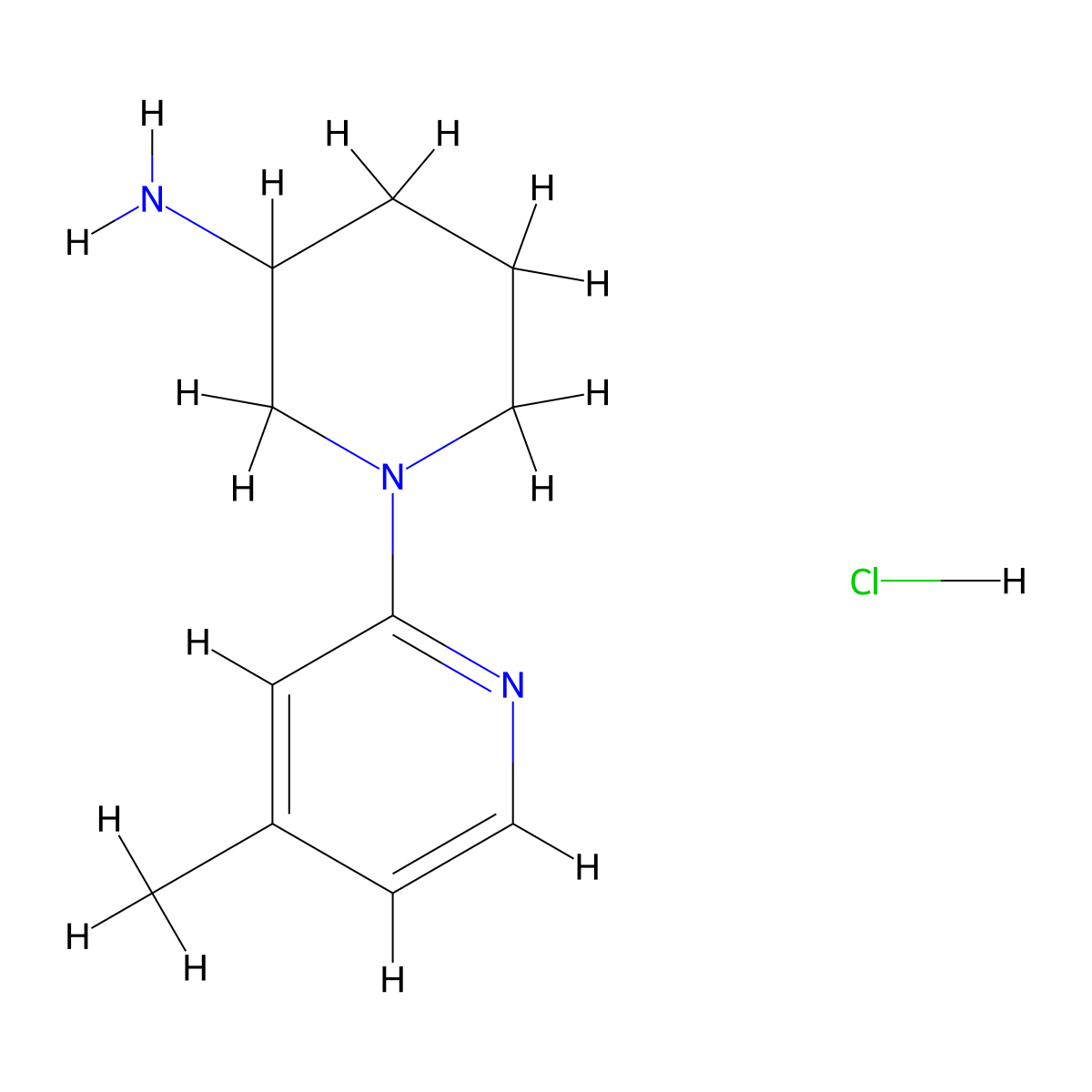 1-(4-Methylpyridin-2-yl)piperidin-3-amine hydrochloride molecular structure, CAS 1185318-50-6