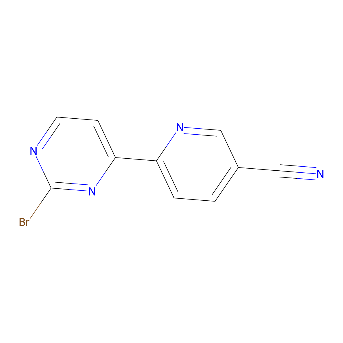 2-Bromo-4-(5'-cyano-2'-pyridyl)pyrimidine molecular structure, CAS 1185318-53-9