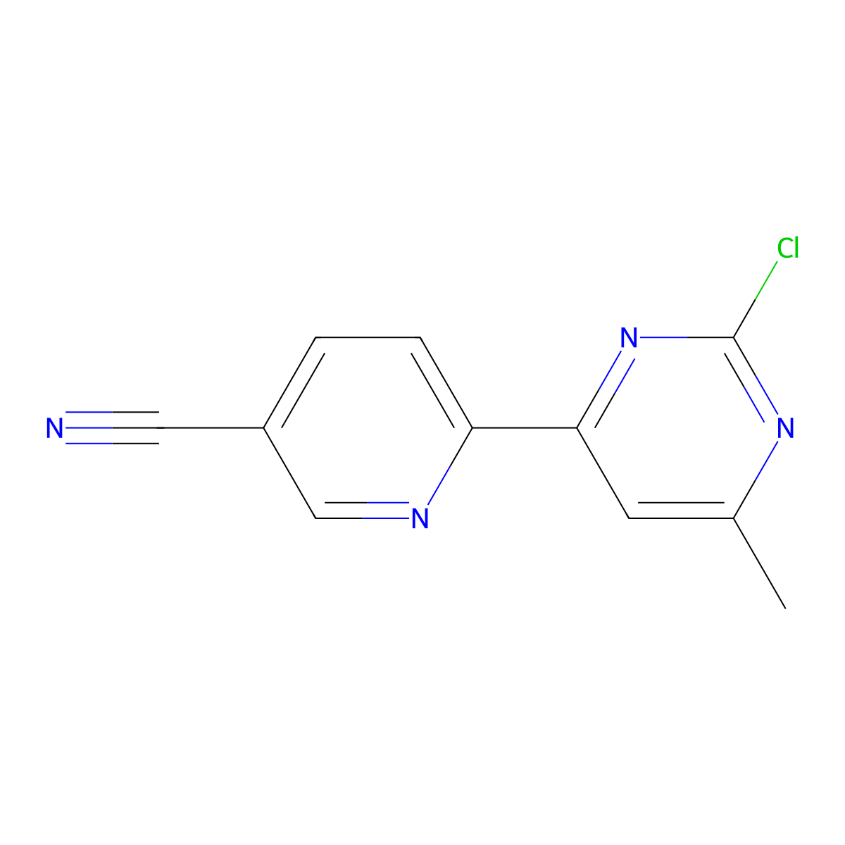 2-Chloro-6-methyl-4-(5'-cyano-2'-pyridyl)pyrimidine molecular structure, CAS 1185318-55-1