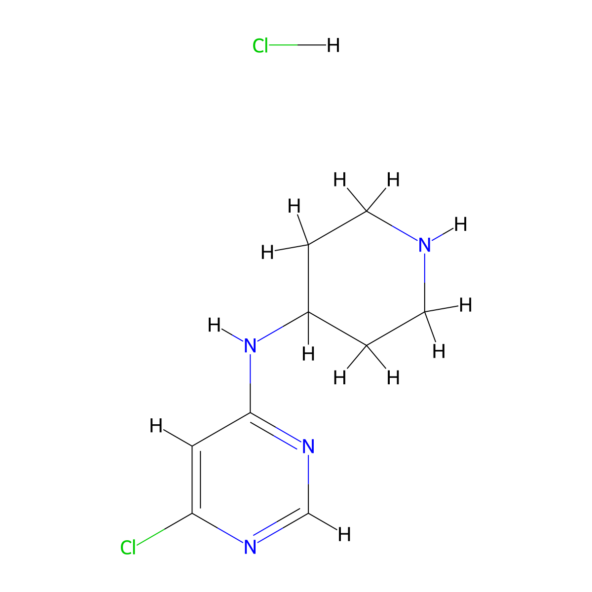 (6-Chloro-pyrimidin-4-yl)-piperidin-4-yl-amine hydrochloride molecular structure, CAS 1185318-56-2