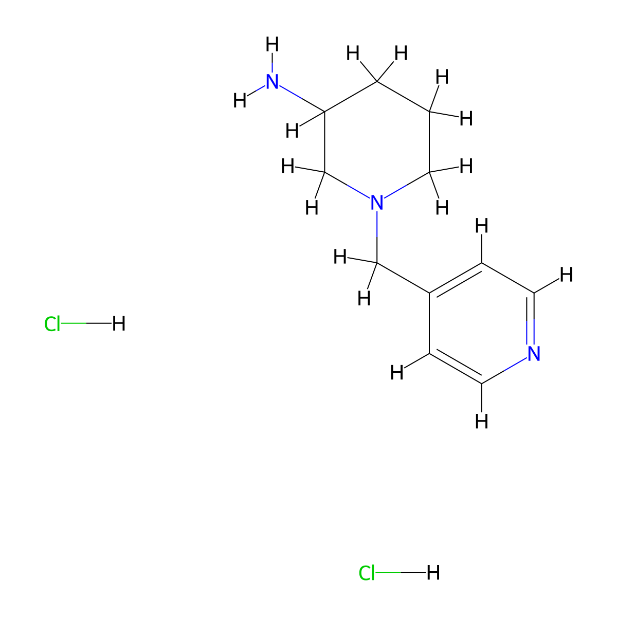 1-((Pyridin-4-yl)methyl)piperidin-3-amine--hydrogen chloride (1/2) molecular structure, CAS 1185318-67-5