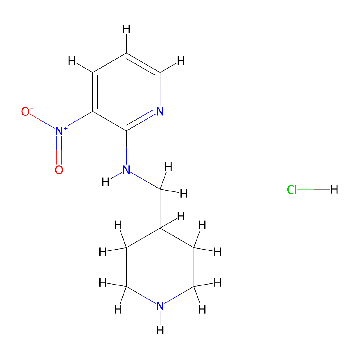 3-Nitro-N-(piperidin-4-ylmethyl)pyridin-2-amine hydrochloride molecular structure, CAS 1185319-22-5