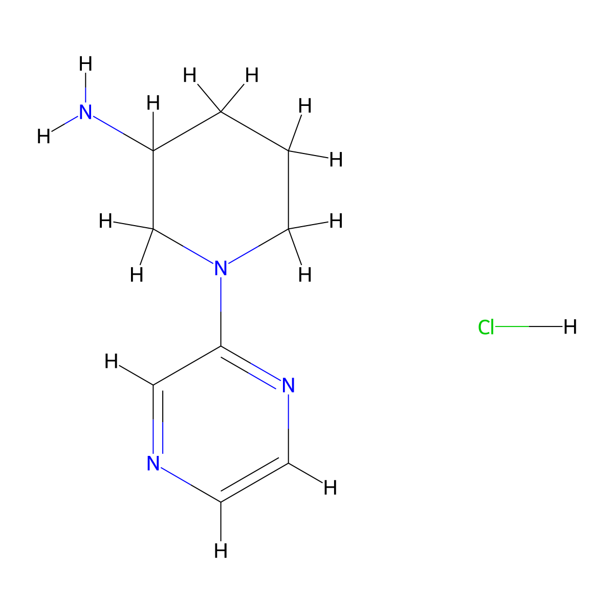 1-Pyrazin-2-yl-piperidin-3-ylamine hydrochloride molecular structure, CAS 1185319-30-5