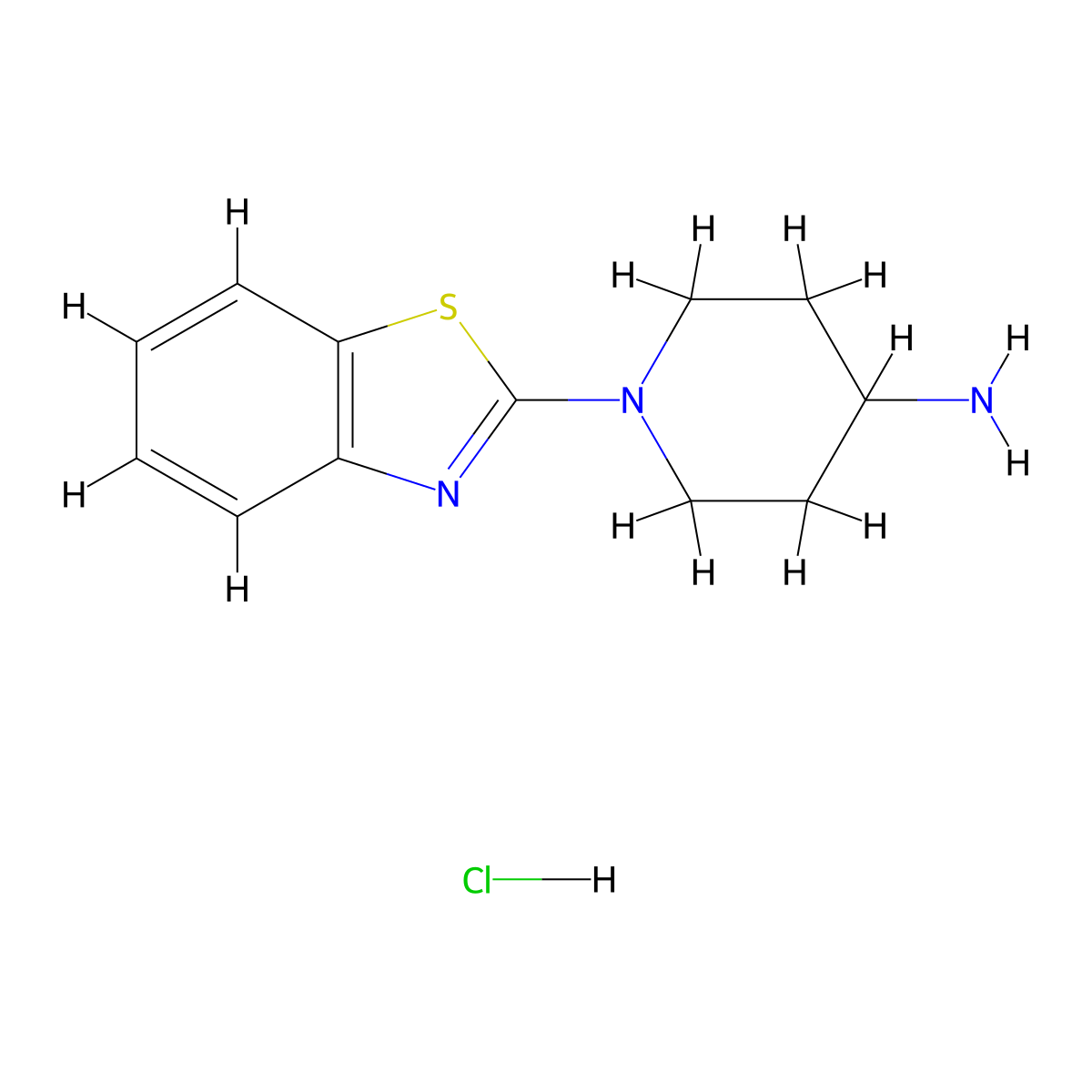 1-Benzothiazol-2-yl-piperidin-4-ylamine hydrochloride molecular structure, CAS 1185319-33-8