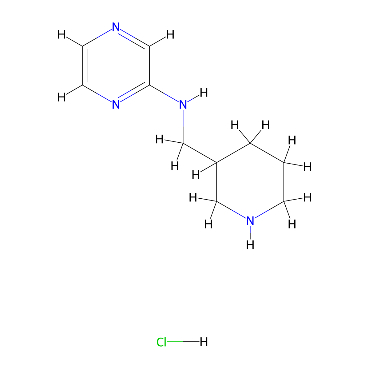 N-((Piperidin-3-yl)methyl)pyrazin-2-amine--hydrogen chloride (1/1) molecular structure, CAS 1185319-35-0