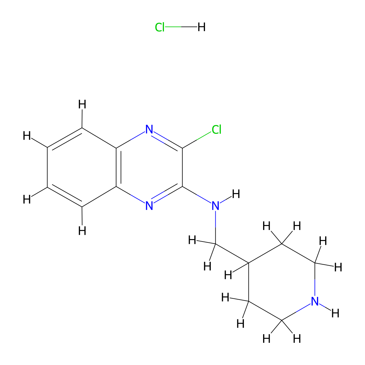 (3-Chloro-quinoxalin-2-yl)-piperidin-4-ylmethyl-amine hydrochloride molecular structure, CAS 1185319-40-7