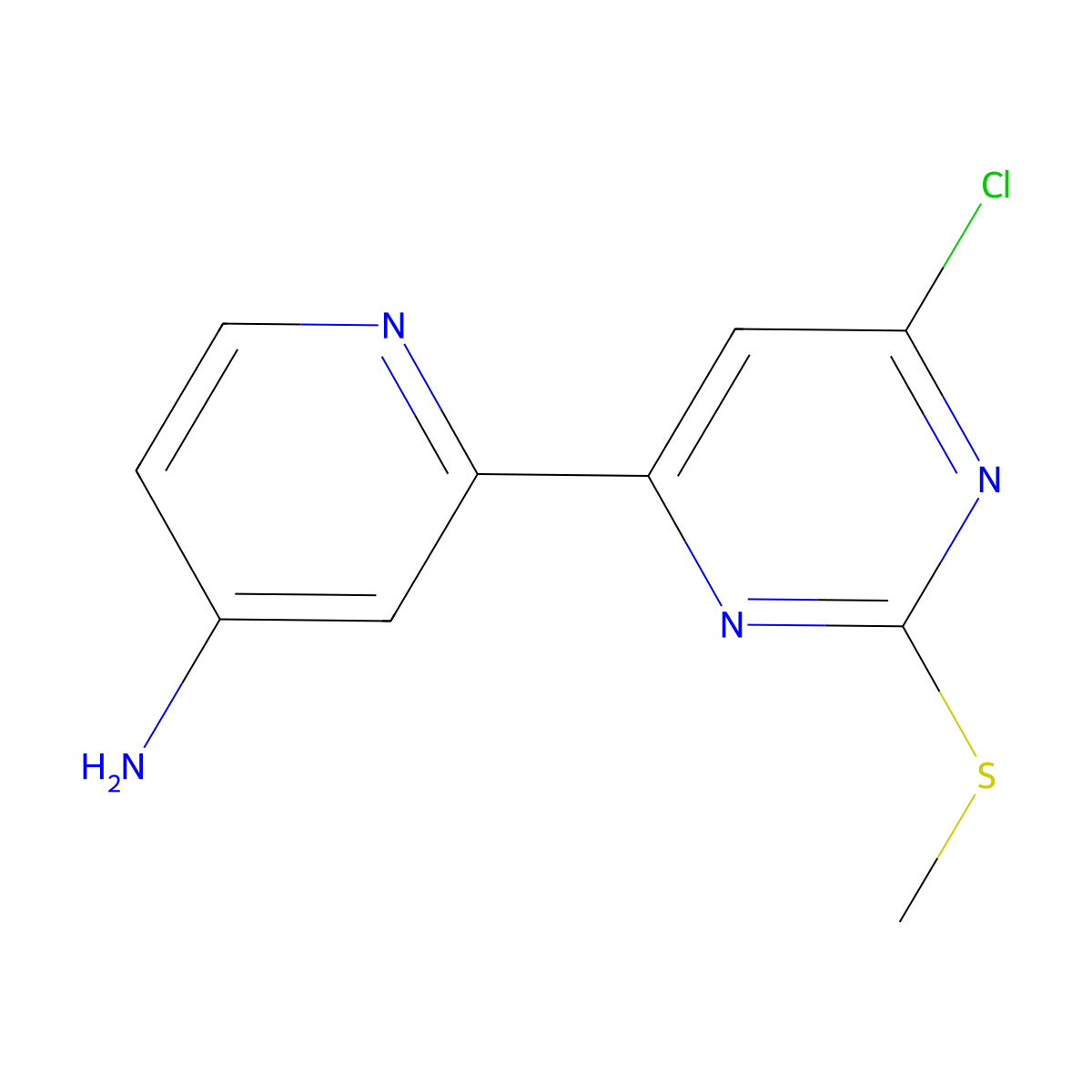 6-Chloro-2-(methylthio)-4-(4'-amino-2'-pyridyl)pyrimidine molecular structure, CAS 1185319-43-0