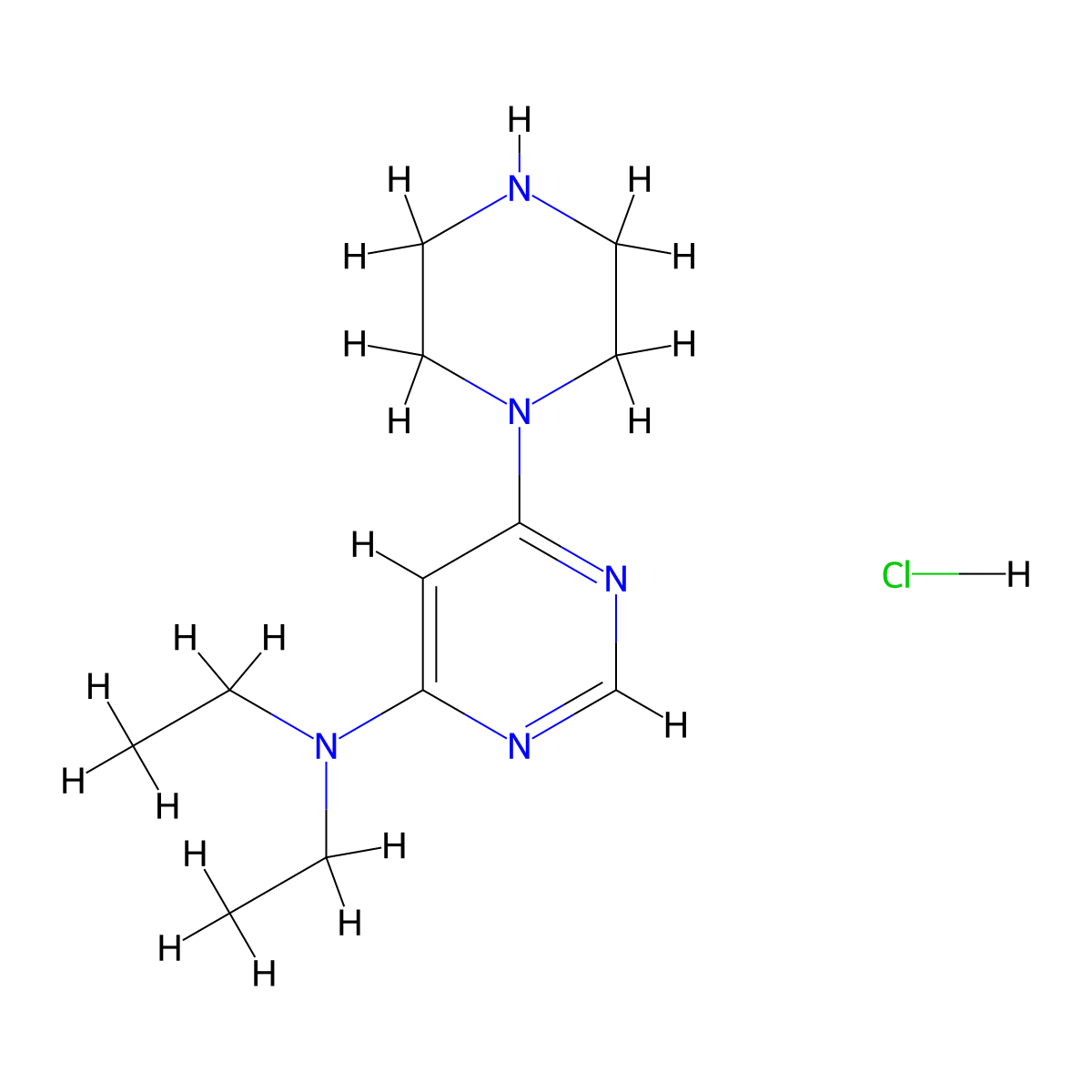 N,N-Diethyl-6-(piperazin-1-yl)pyrimidin-4-amine hydrochloride molecular structure, CAS 1185319-47-4